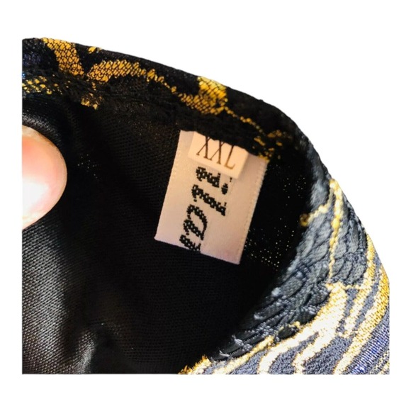 Unbranded Womens Cap Sleeve Midi Lace Dress Gold Floral Pattern Lined Size XXL - Picture 7 of 9